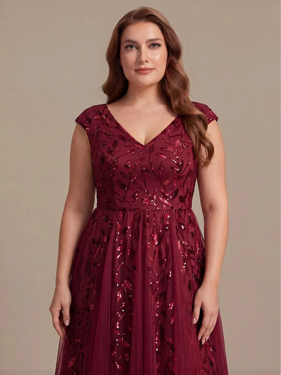 Sequin Cap Sleeve A-Line Dress - Image 65