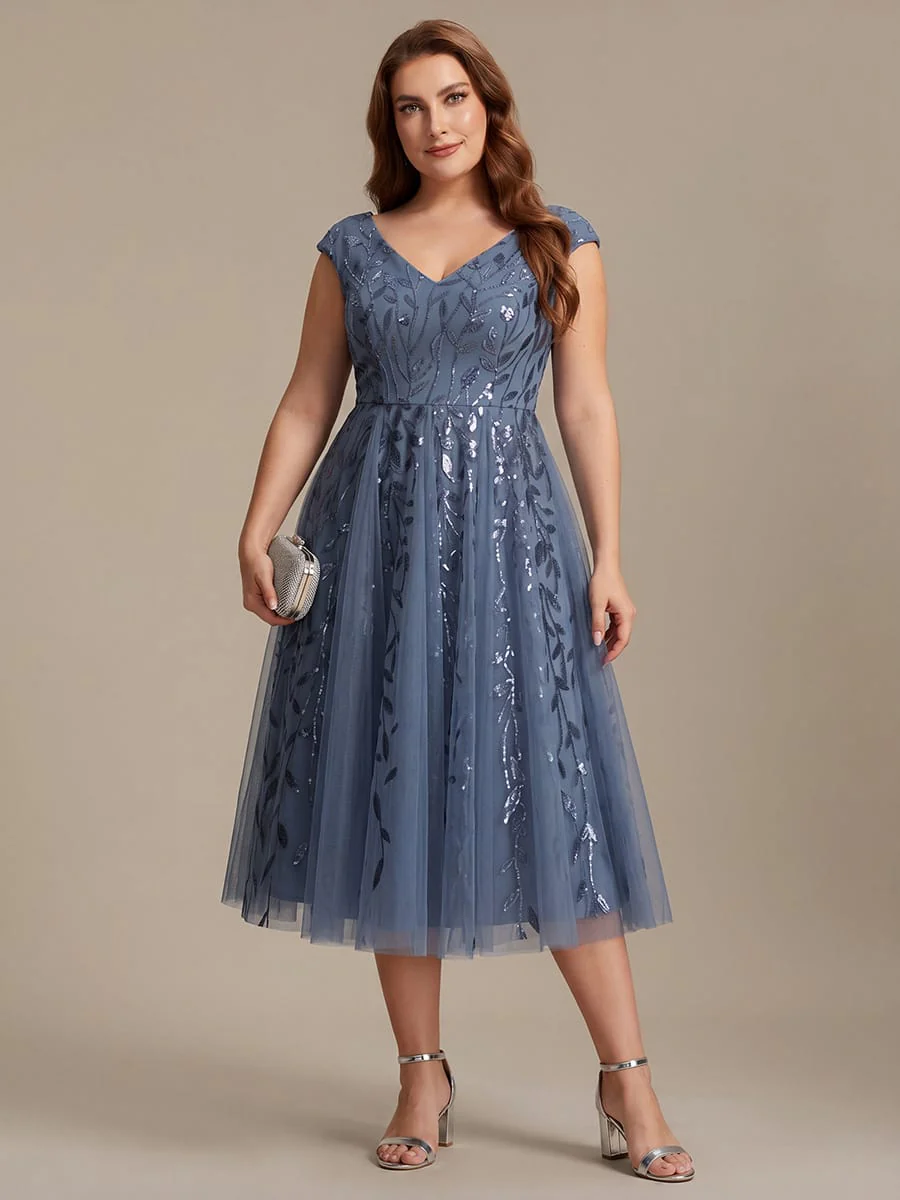 Sequin Cap Sleeve A-Line Dress - Image 14