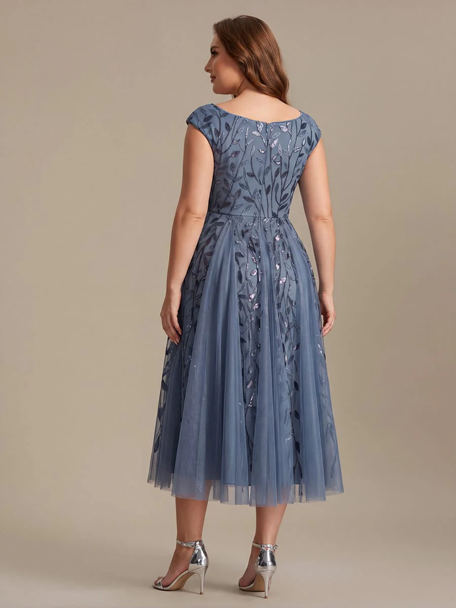 Sequin Cap Sleeve A-Line Dress - Image 15