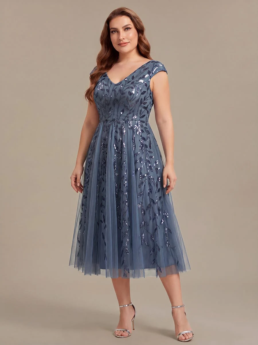 Sequin Cap Sleeve A-Line Dress - Image 17