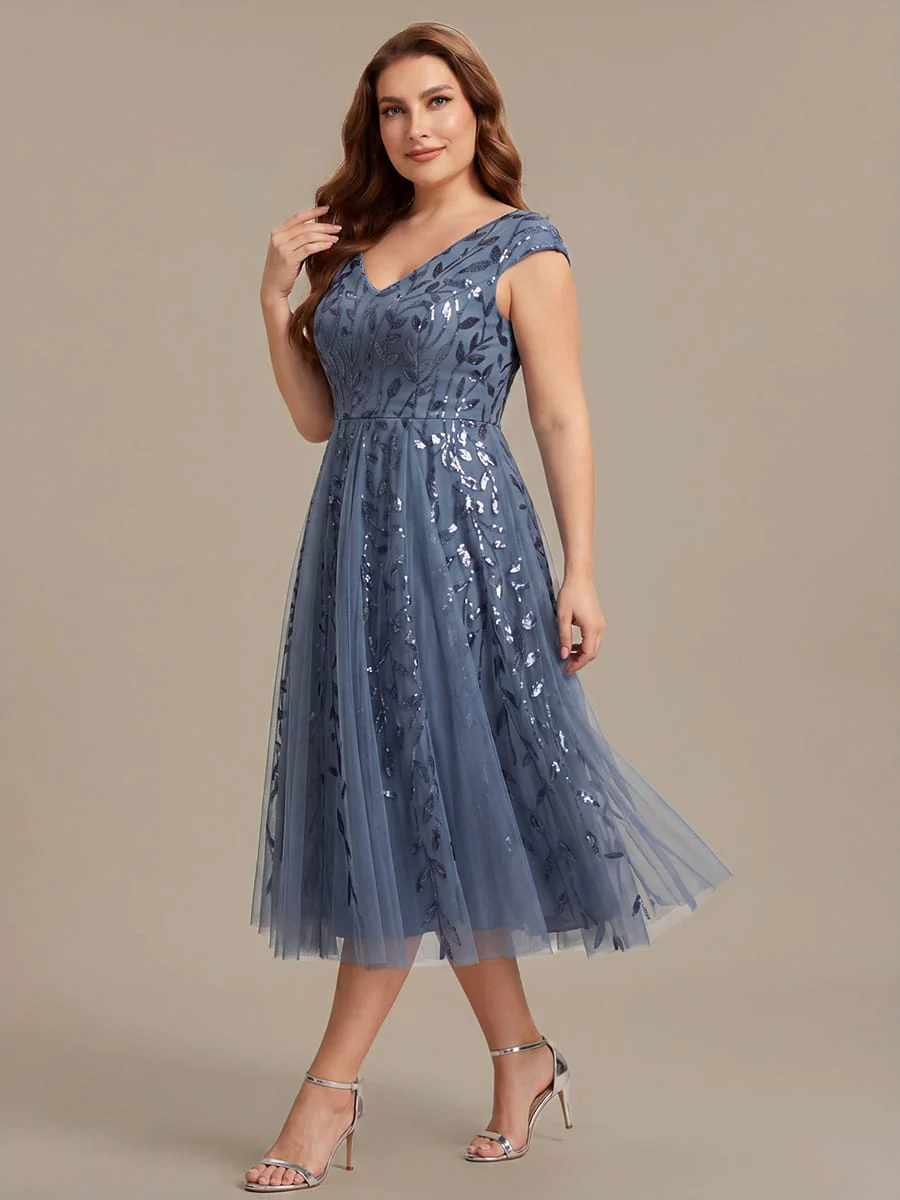 Sequin Cap Sleeve A-Line Dress - Image 18