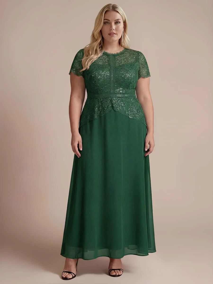 Plus Size Sparkling Sequin Lace Maxi Dress with Puff Sleeves Elegant Long Formal Evening Gown - Image 12