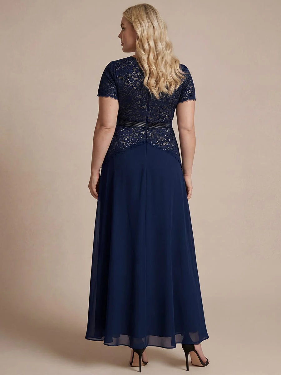 Sparkling Sequin Lace Maxi Dress with Short Sleeves Elegant Long Formal Evening Gown - Image 20