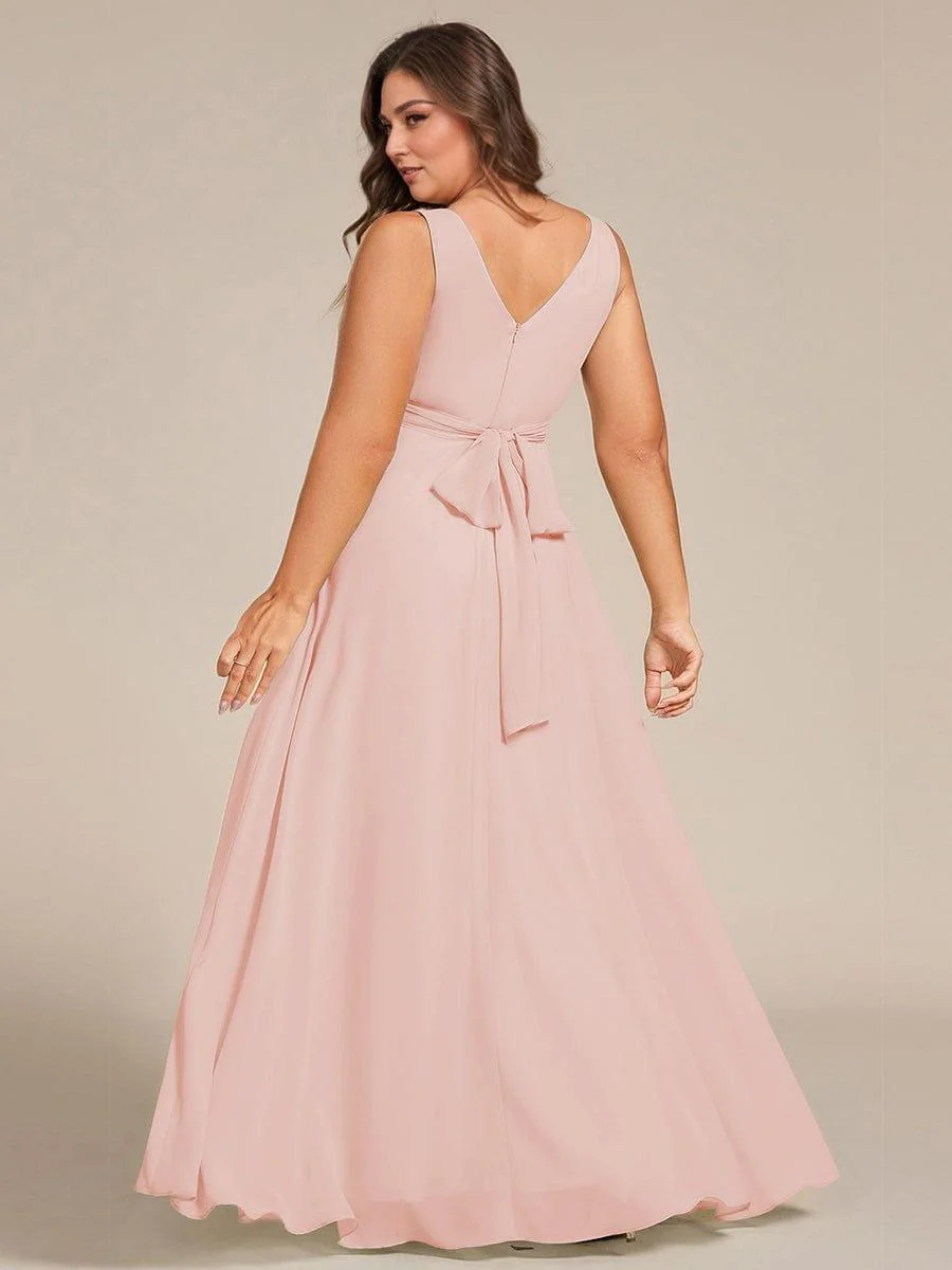 pretty SAUYER|Plus Size Sleeveless A-Line Chiffon Maxi Bridesmaid Dress - Image 2