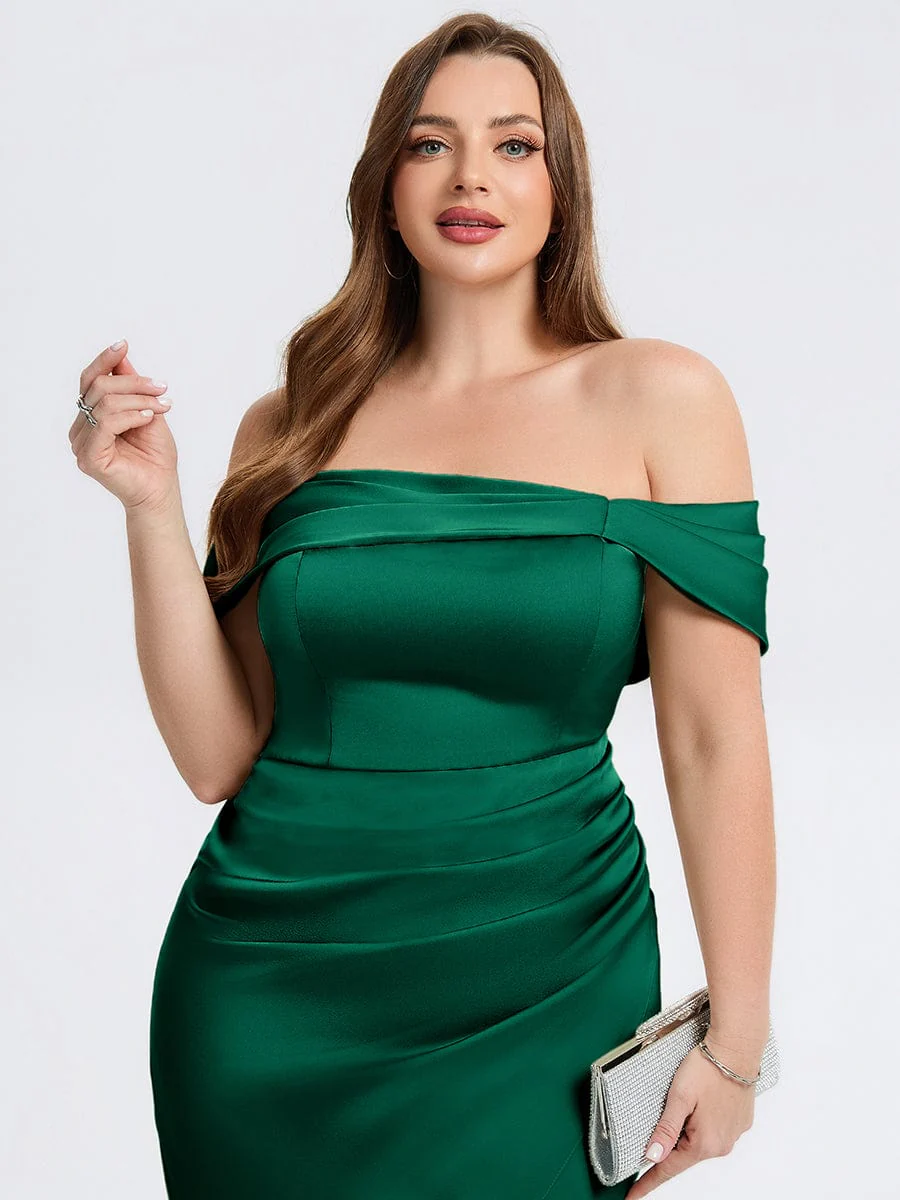 pretty DIANELLE|Plus Size Slit Satin Wedding Guest Dress - Image 13