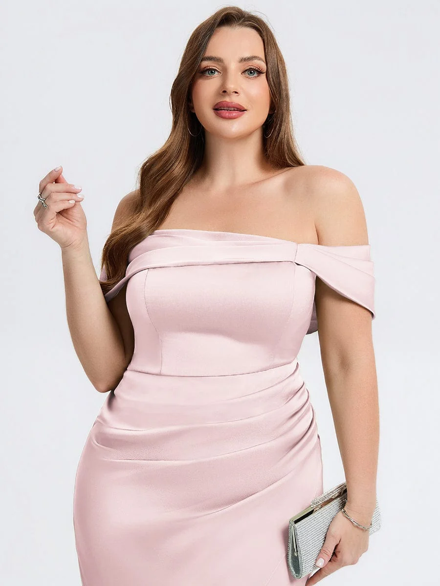 pretty DIANELLE|Plus Size Slit Satin Wedding Guest Dress - Image 18