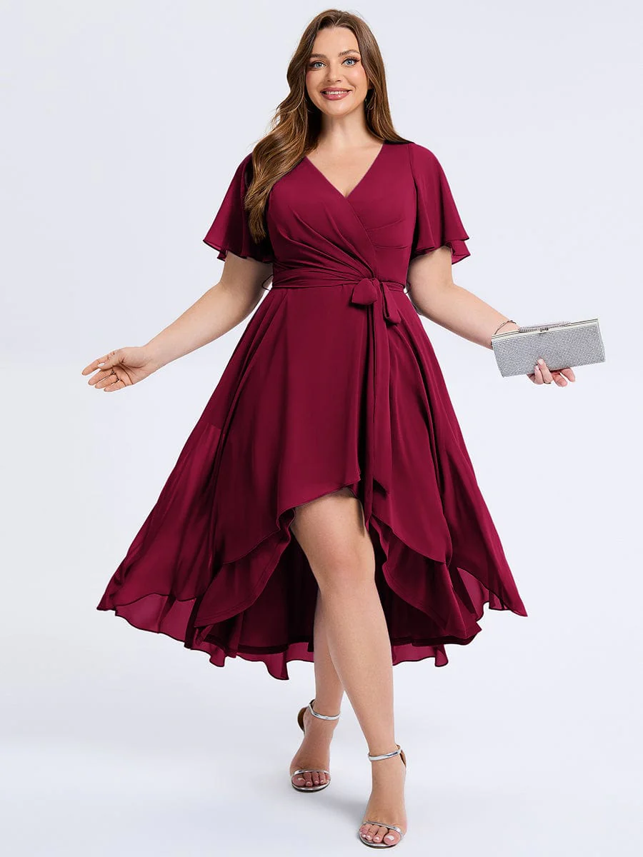 pretty MARISELLE|Plus Size Tie Knot High-Low Wedding Guest Dress - Image 6