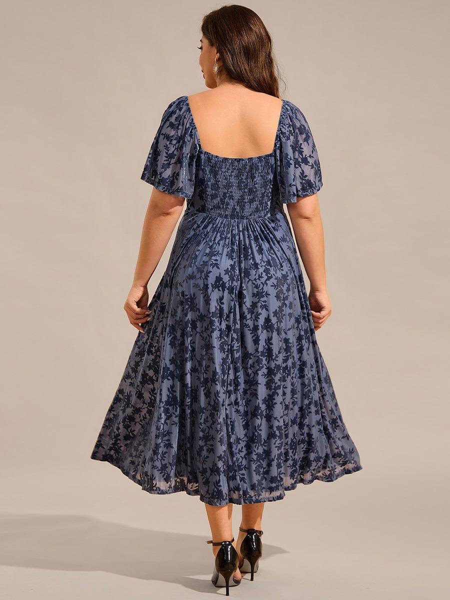 ever BLOOM|Velvet Short Sleeve Tea-Length Jacquard Wedding Guest Dress - Image 27