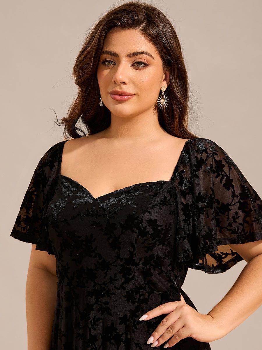 ever BLOOM|Velvet Short Sleeve Tea-Length Jacquard Wedding Guest Dress - Image 15