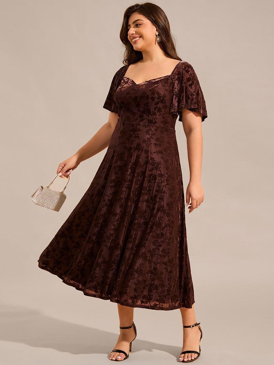 ever BLOOM|Velvet Short Sleeve Tea-Length Jacquard Wedding Guest Dress - Image 19
