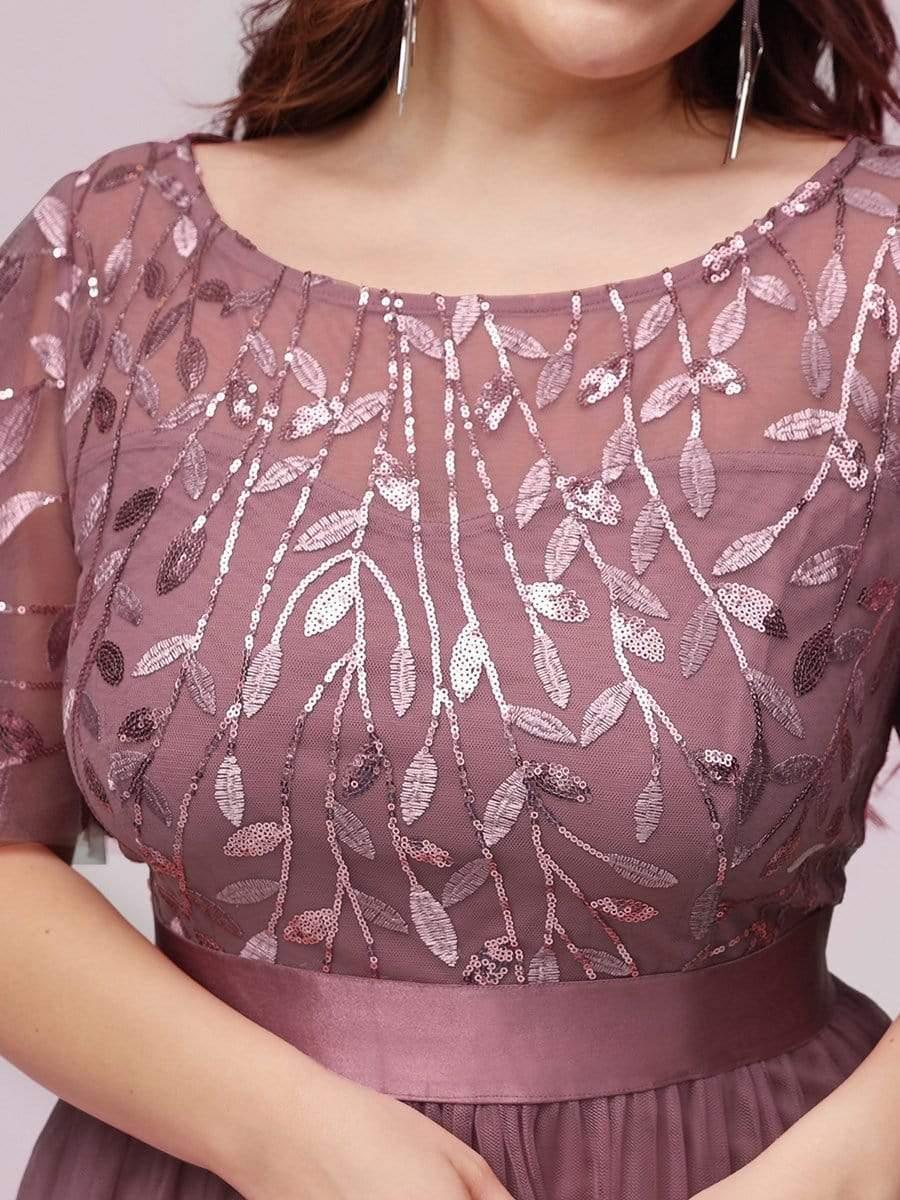 pretty SAPHIR|Plus Size Women's Embroidery Bridesmaid Dress with Short Sleeve - Image 22