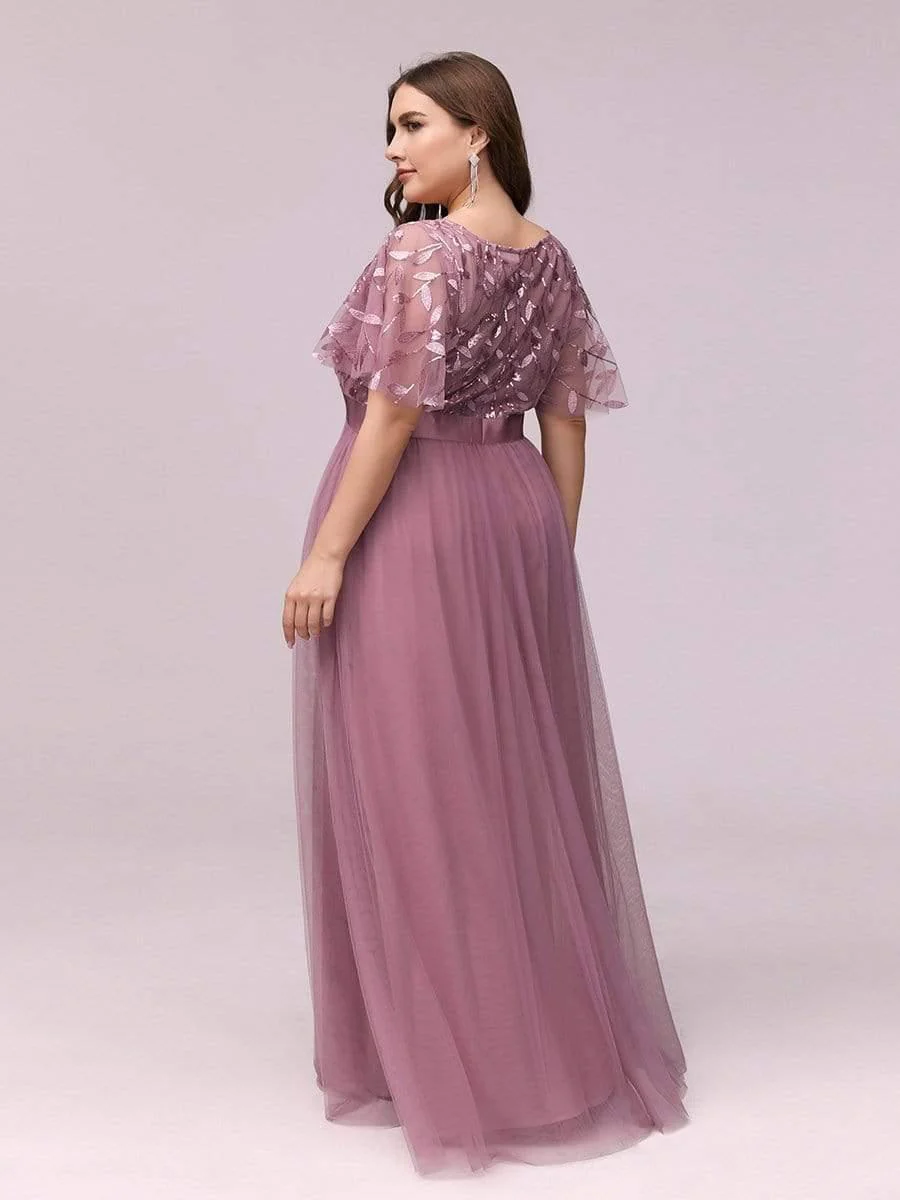 pretty SAPHIR|Plus Size Women's Embroidery Bridesmaid Dress with Short Sleeve - Image 24