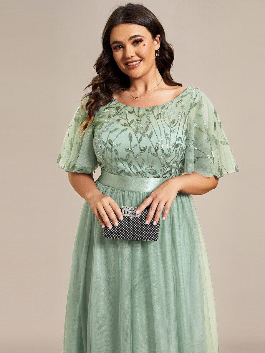pretty SAPHIR|Plus Size Women's Embroidery Bridesmaid Dress with Short Sleeve - Image 97
