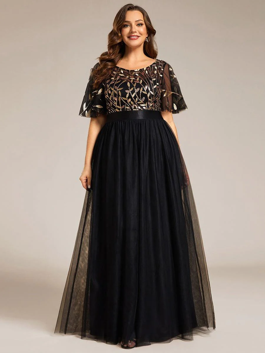 pretty SAPHIR|Plus Size Women's Embroidery Bridesmaid Dress with Short Sleeve - Image 99