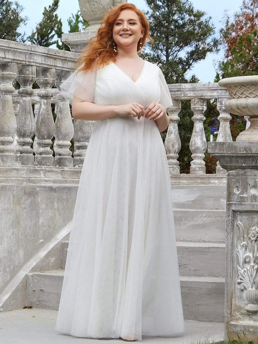pretty MISTE|Plus Size Floor-Length Bridesmaid Dress with Short Sleeve - Image 33
