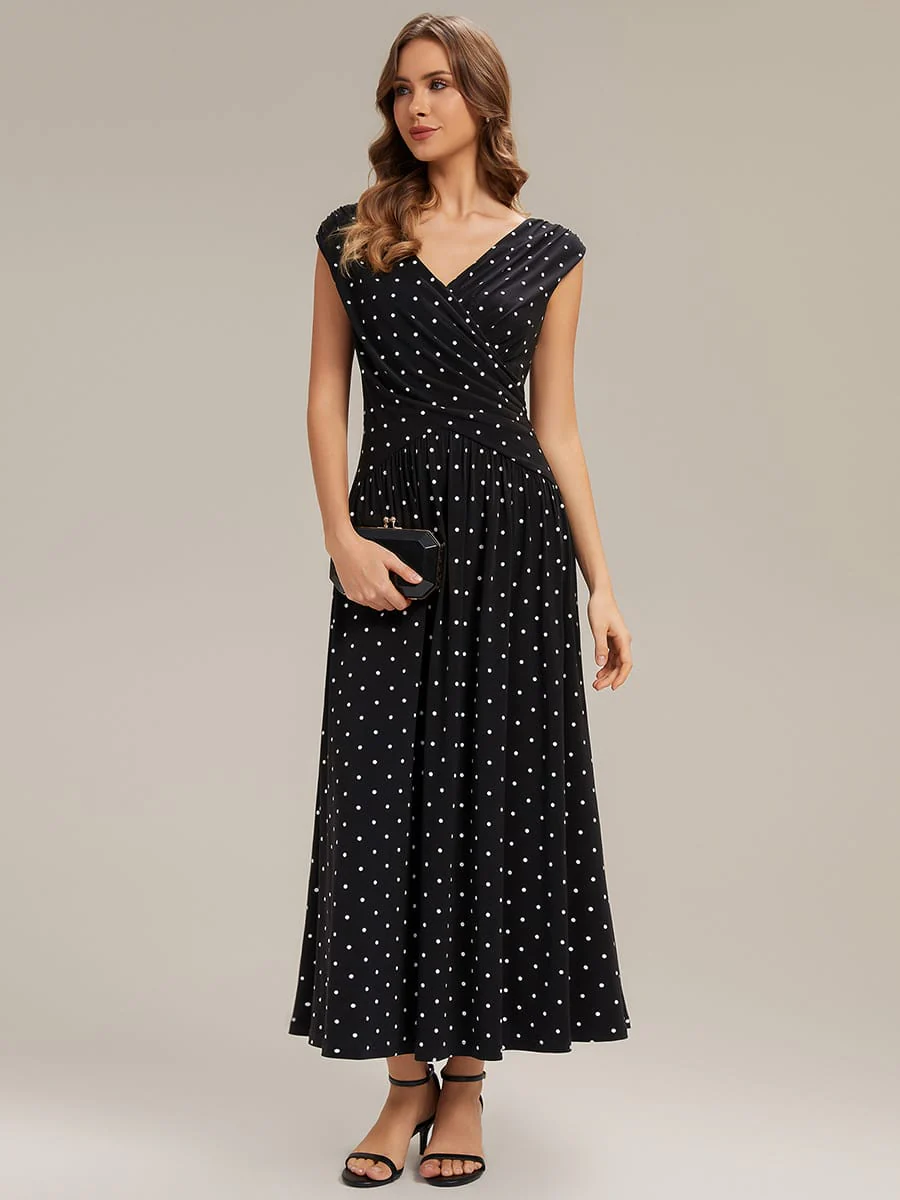 Polka Dot Knit Sleeveless Dress - Image 5