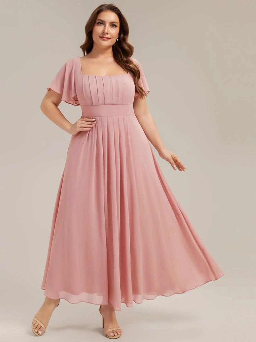 ever AVIEL|Ruched Chiffon Ruffle Sleeve Dress - Image 30