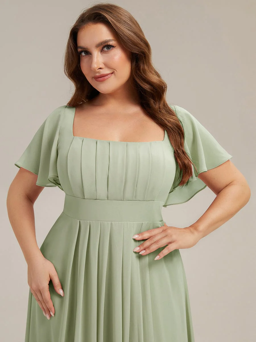 ever AVIEL|Ruched Chiffon Ruffle Sleeve Dress - Image 40
