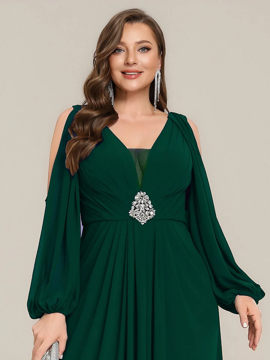 ever MARINA|Rhinestone Embellished Chiffon Lantern Sleeve Dress - Image 18