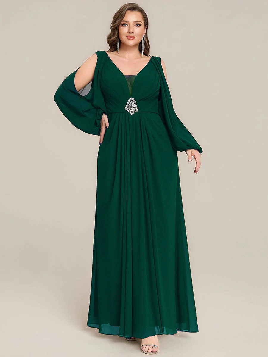 ever MARINA|Rhinestone Embellished Chiffon Lantern Sleeve Dress - Image 20