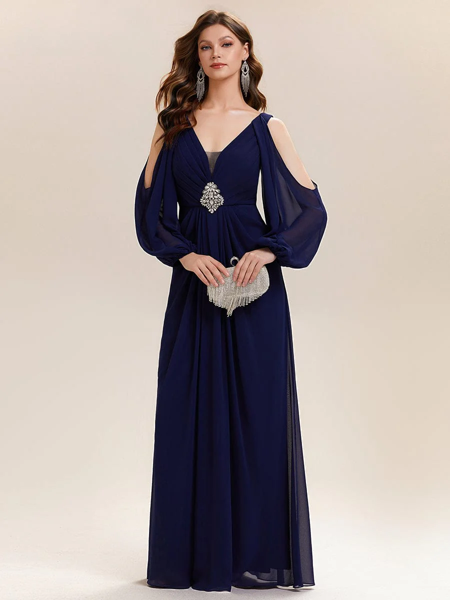 ever MARINA|Rhinestone Embellished Chiffon Lantern Sleeve Dress - Image 25