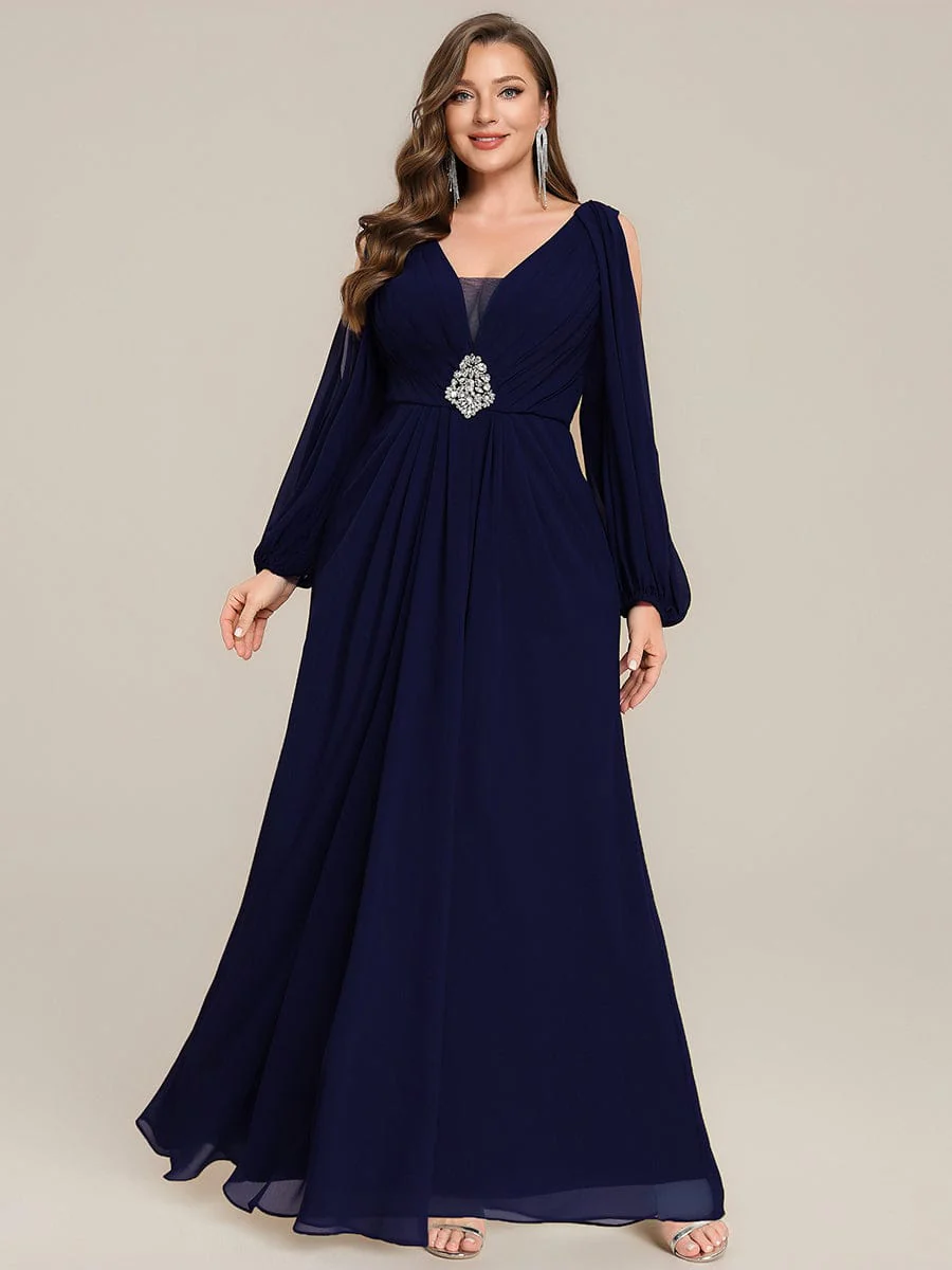 ever MARINA|Rhinestone Embellished Chiffon Lantern Sleeve Dress - Image 29