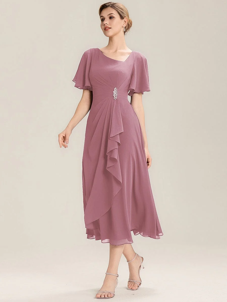 ever LILOU|Rhinestone Embellished Chiffon Ruffle Sleeve Evening Dress - Image 33