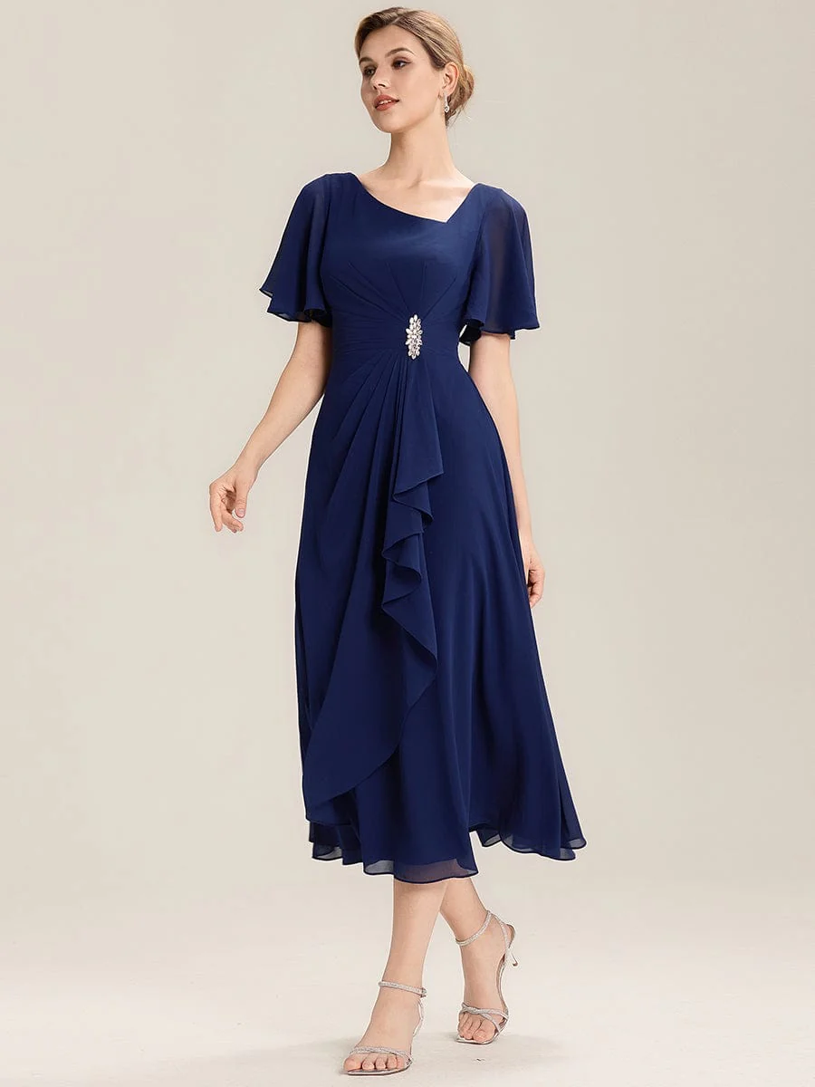 ever LILOU|Rhinestone Embellished Chiffon Ruffle Sleeve Evening Dress - Image 24
