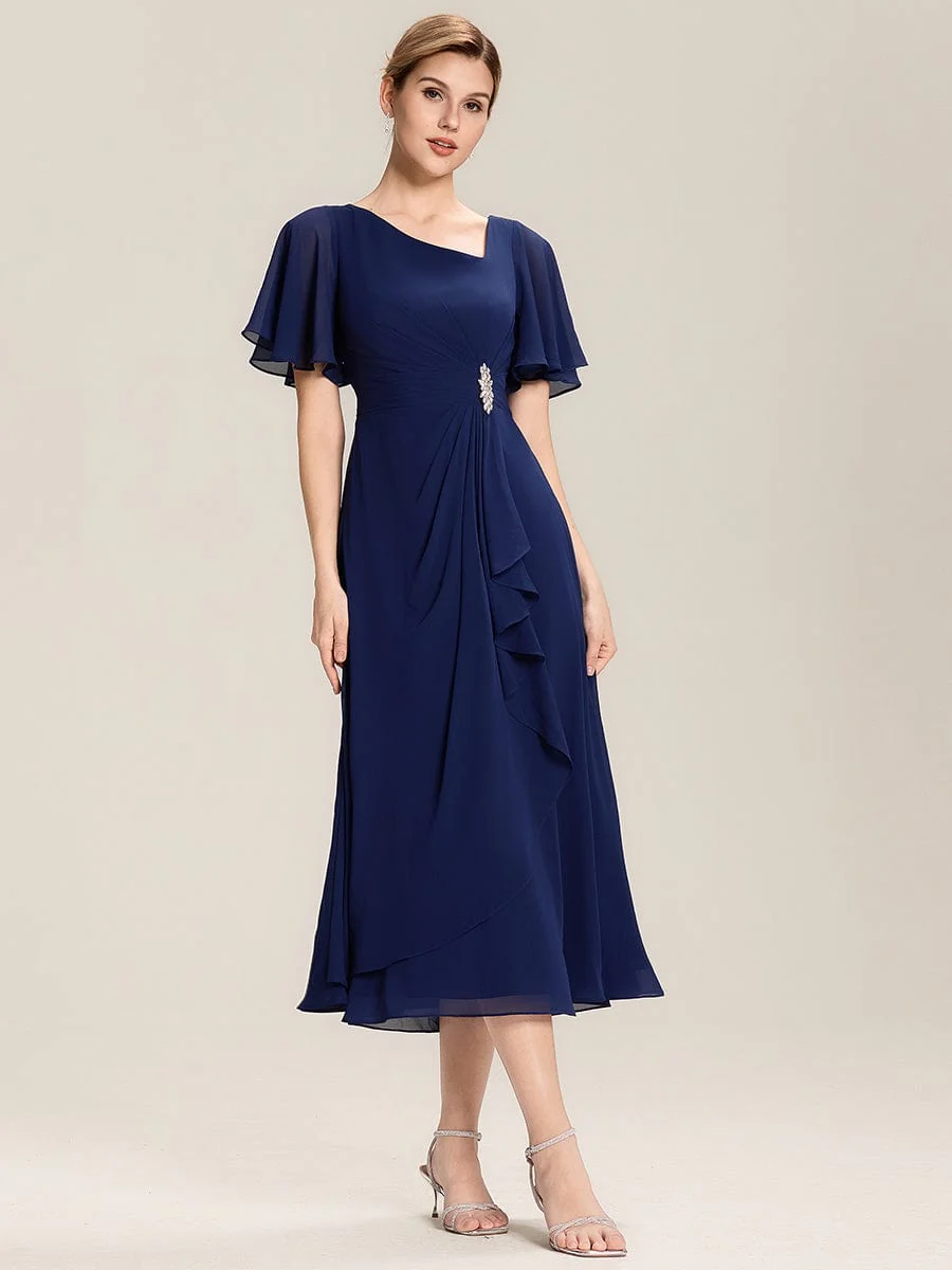 ever LILOU|Rhinestone Embellished Chiffon Ruffle Sleeve Evening Dress - Image 25