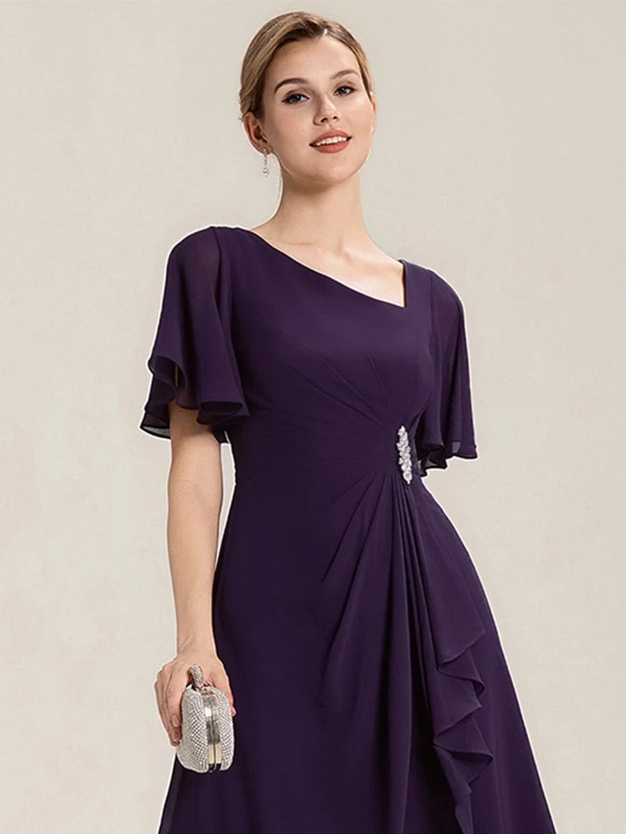ever LILOU|Rhinestone Embellished Chiffon Ruffle Sleeve Wedding Guest Dress - Image 39