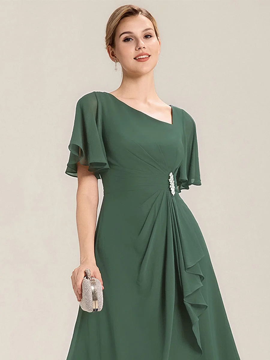 ever LILOU|Rhinestone Embellished Chiffon Ruffle Sleeve Wedding Guest Dress - Image 42
