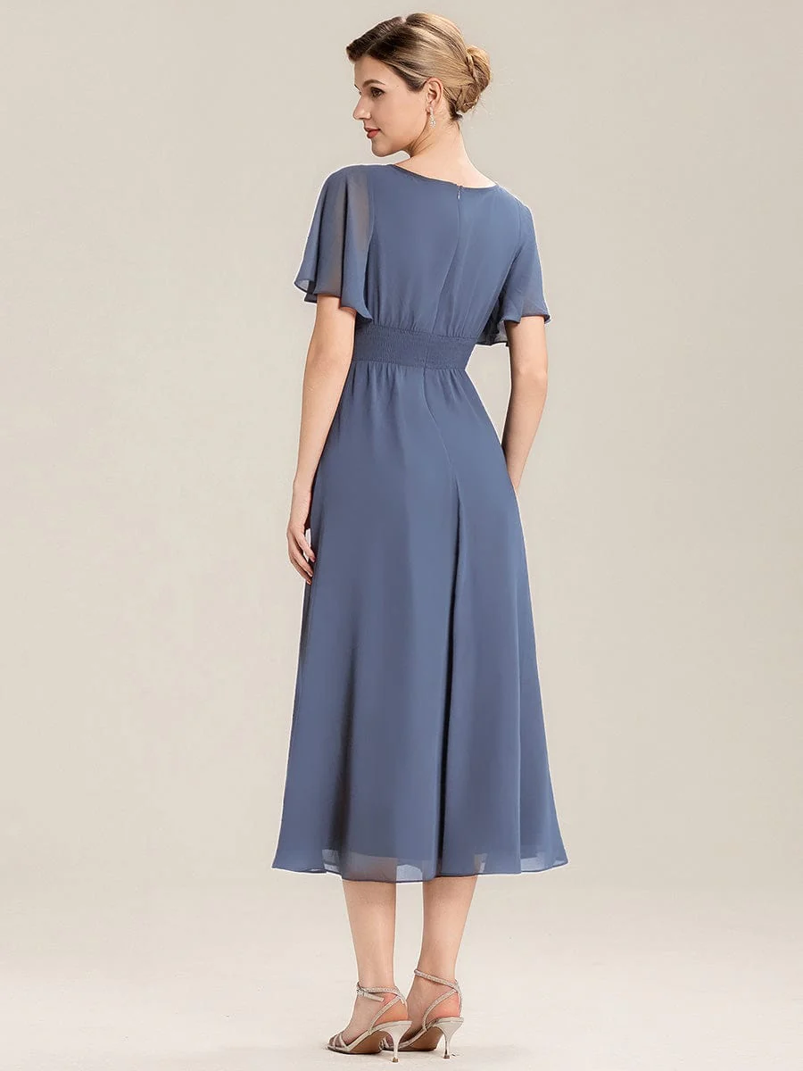 ever LILOU|Rhinestone Embellished Chiffon Ruffle Sleeve Wedding Guest Dress - Image 44