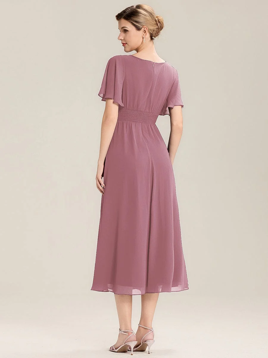 ever LILOU|Rhinestone Embellished Chiffon Ruffle Sleeve Wedding Guest Dress - Image 47