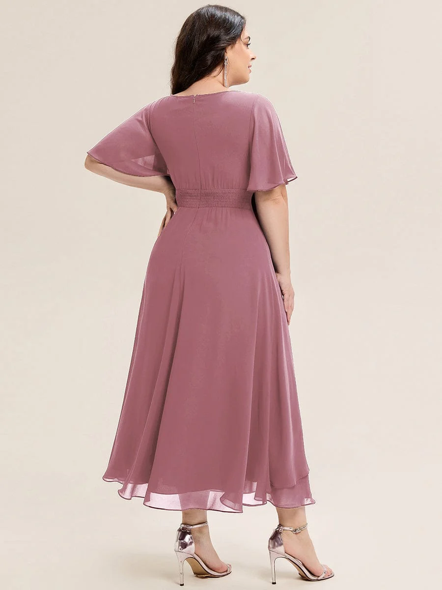 ever LILOU|Rhinestone Embellished Chiffon Ruffle Sleeve Wedding Guest Dress - Image 52