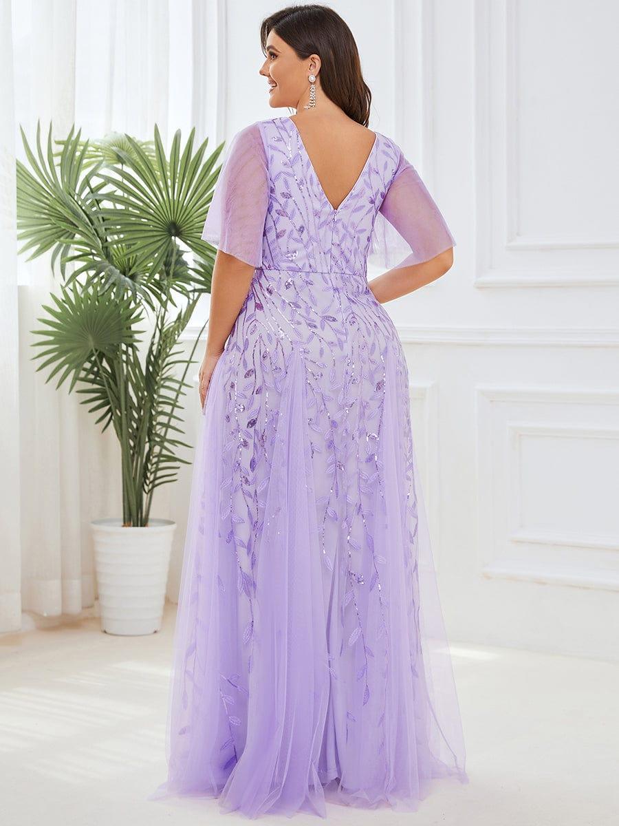 ever ASTRAL|Stunning V Neck Long Wedding Guest Dress with Ruffle Sleeves - Image 102
