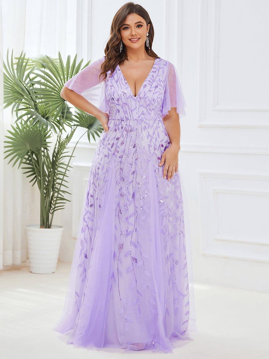 ever ASTRAL|Stunning V Neck Long Wedding Guest Dress with Ruffle Sleeves - Image 106