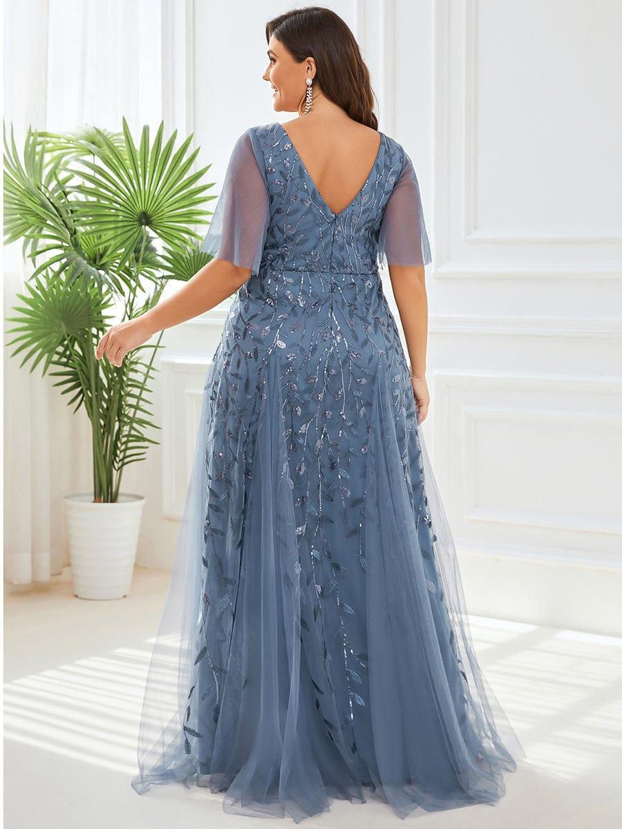 ever ASTRAL|Stunning V Neck Long Wedding Guest Dress with Ruffle Sleeves - Image 113