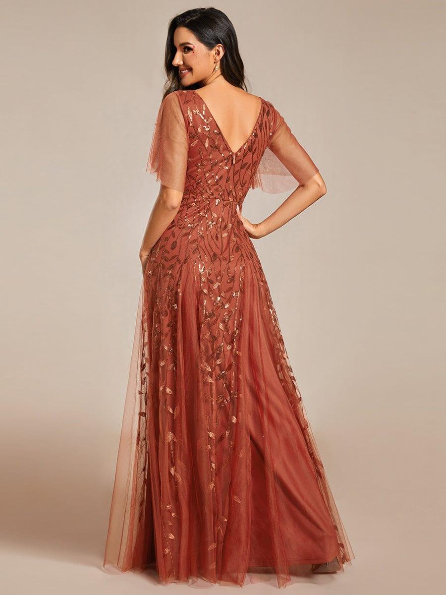 ever ASTRAL|Stunning V Neck Long Wedding Guest Dress with Ruffle Sleeves - Image 115