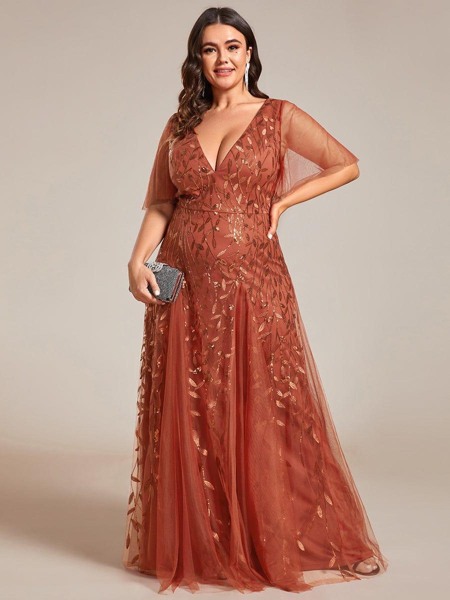 ever ASTRAL|Stunning V Neck Long Wedding Guest Dress with Ruffle Sleeves - Image 119