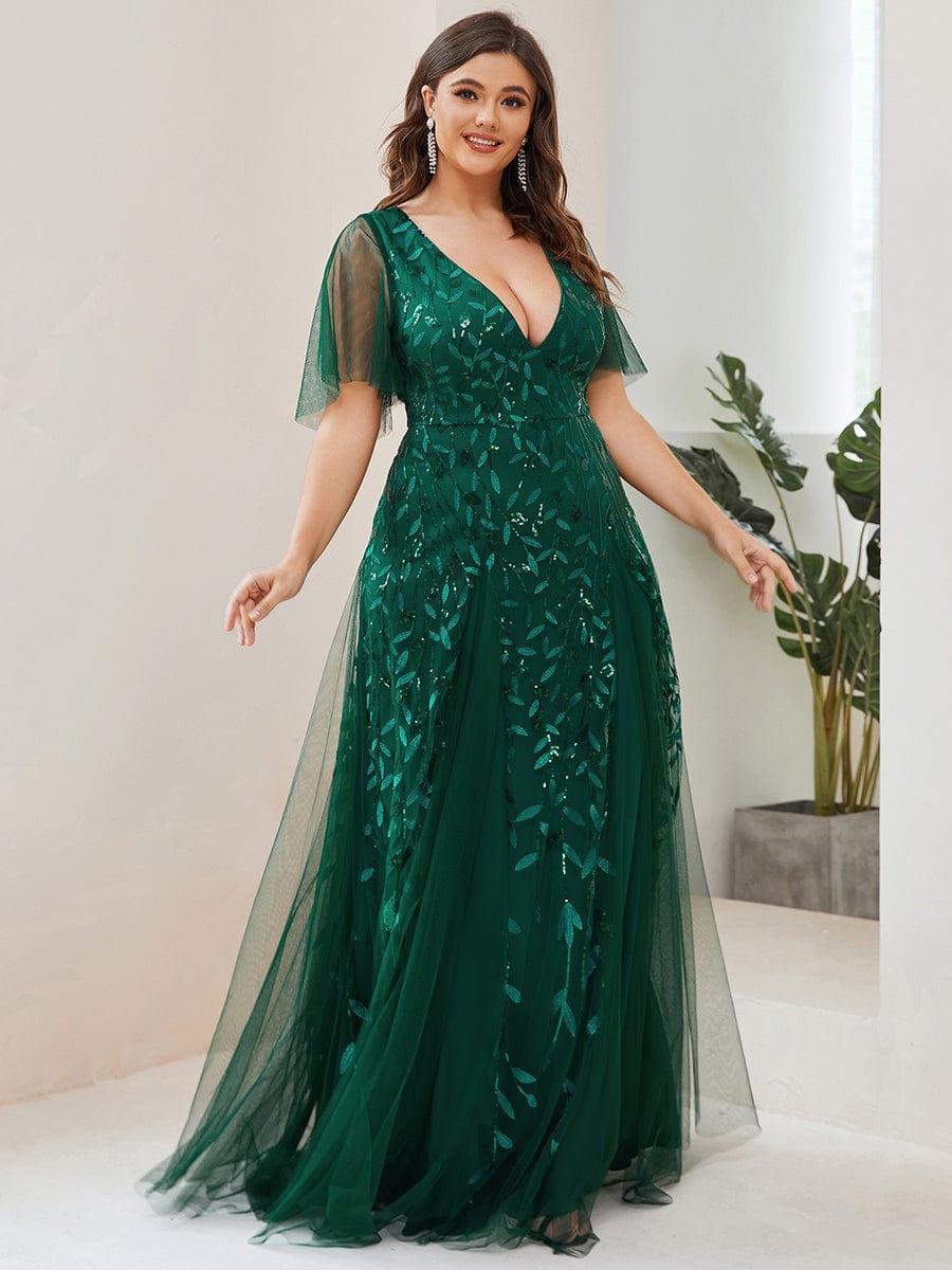 ever ASTRAL|Stunning V Neck Long Wedding Guest Dress with Ruffle Sleeves - Image 12