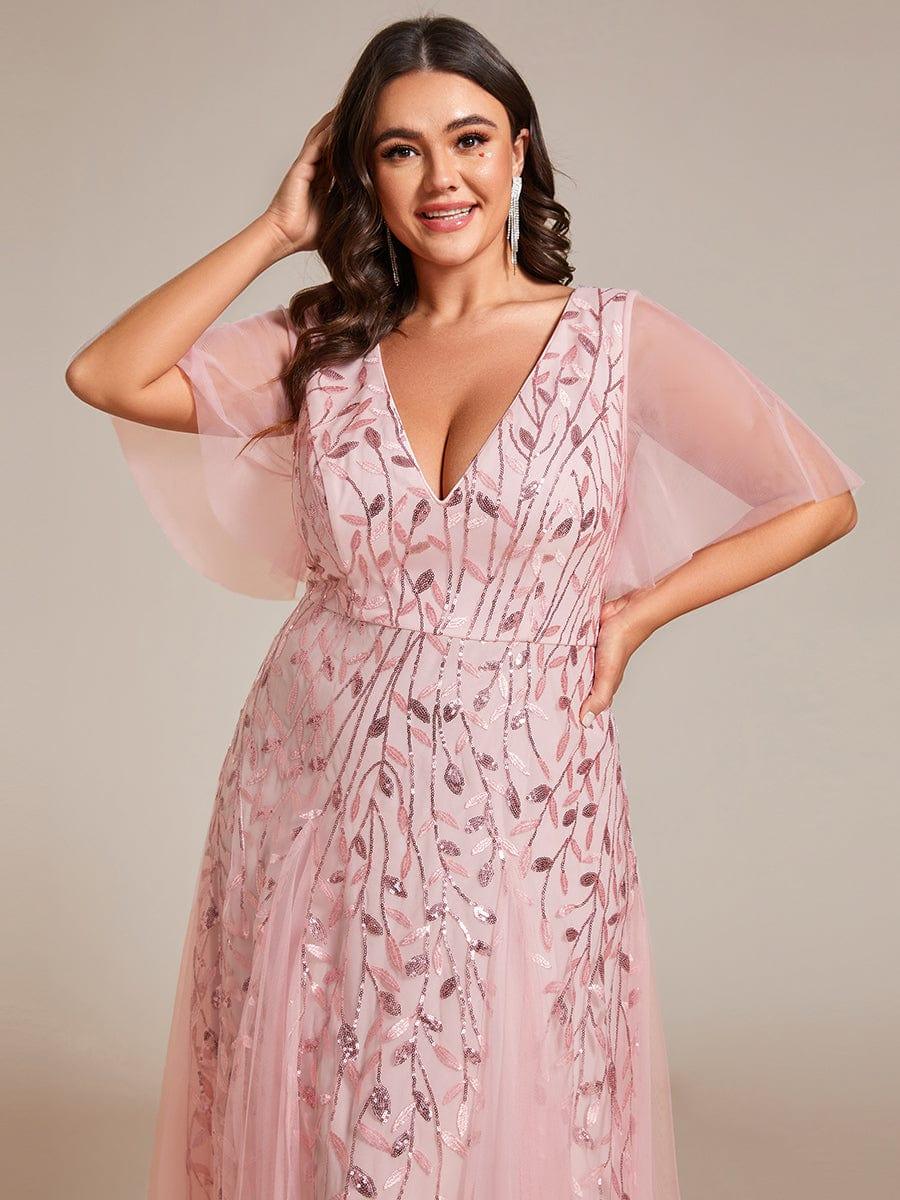 ever ASTRAL|Stunning V Neck Long Wedding Guest Dress with Ruffle Sleeves - Image 128