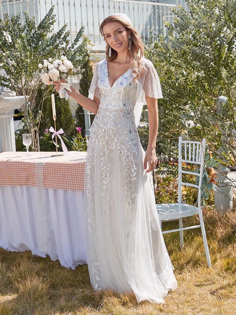 ever ASTRAL|Stunning V Neck Long Wedding Guest Dress with Ruffle Sleeves - Image 14