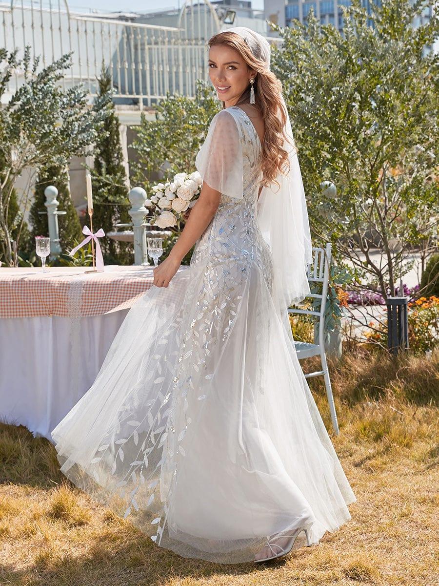 ever ASTRAL|Stunning V Neck Long Wedding Guest Dress with Ruffle Sleeves - Image 15