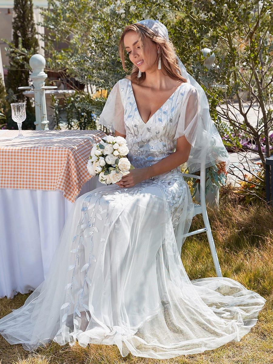 ever ASTRAL|Stunning V Neck Long Wedding Guest Dress with Ruffle Sleeves - Image 16