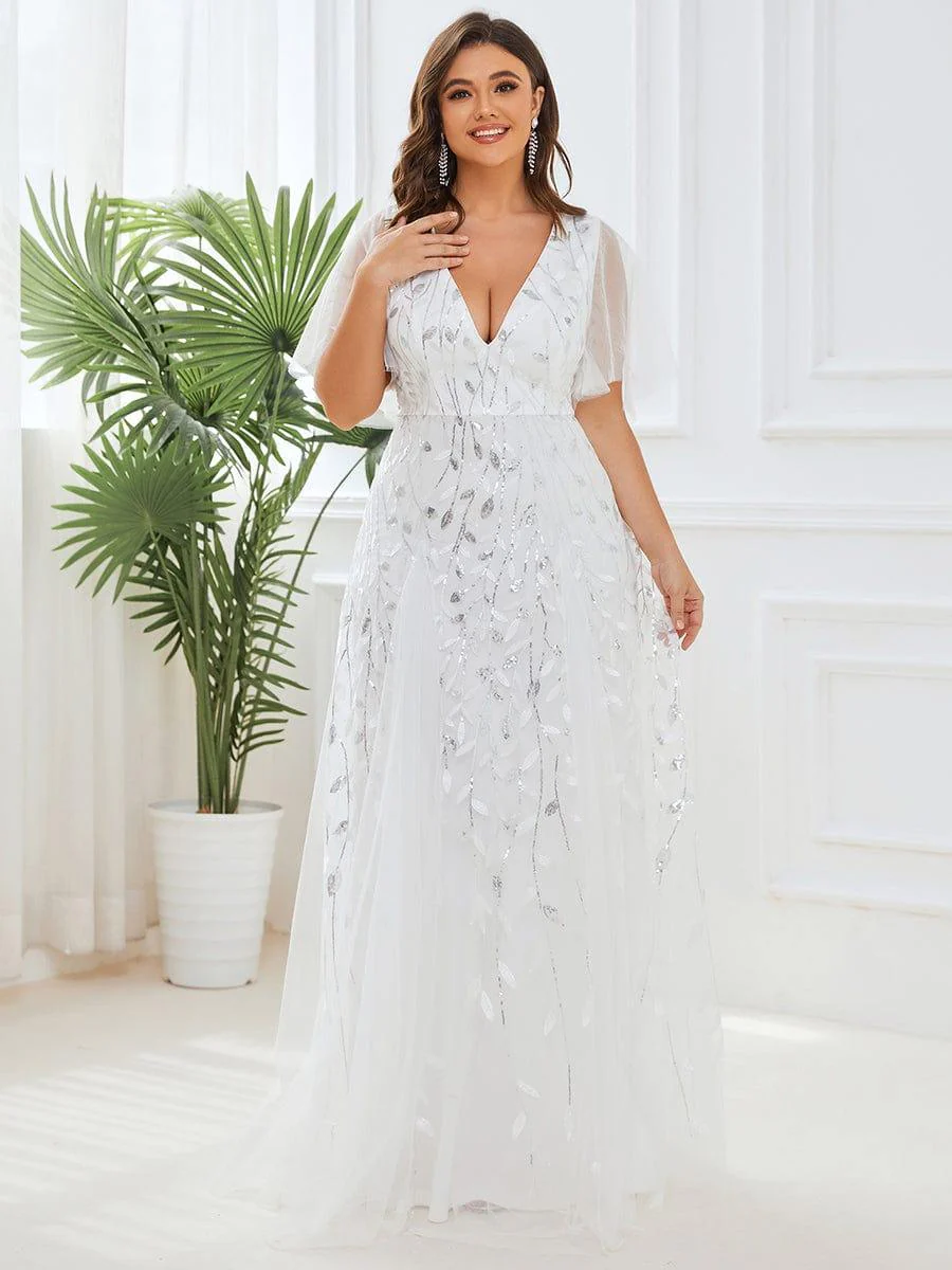 ever ASTRAL|Stunning V Neck Long Wedding Guest Dress with Ruffle Sleeves - Image 17
