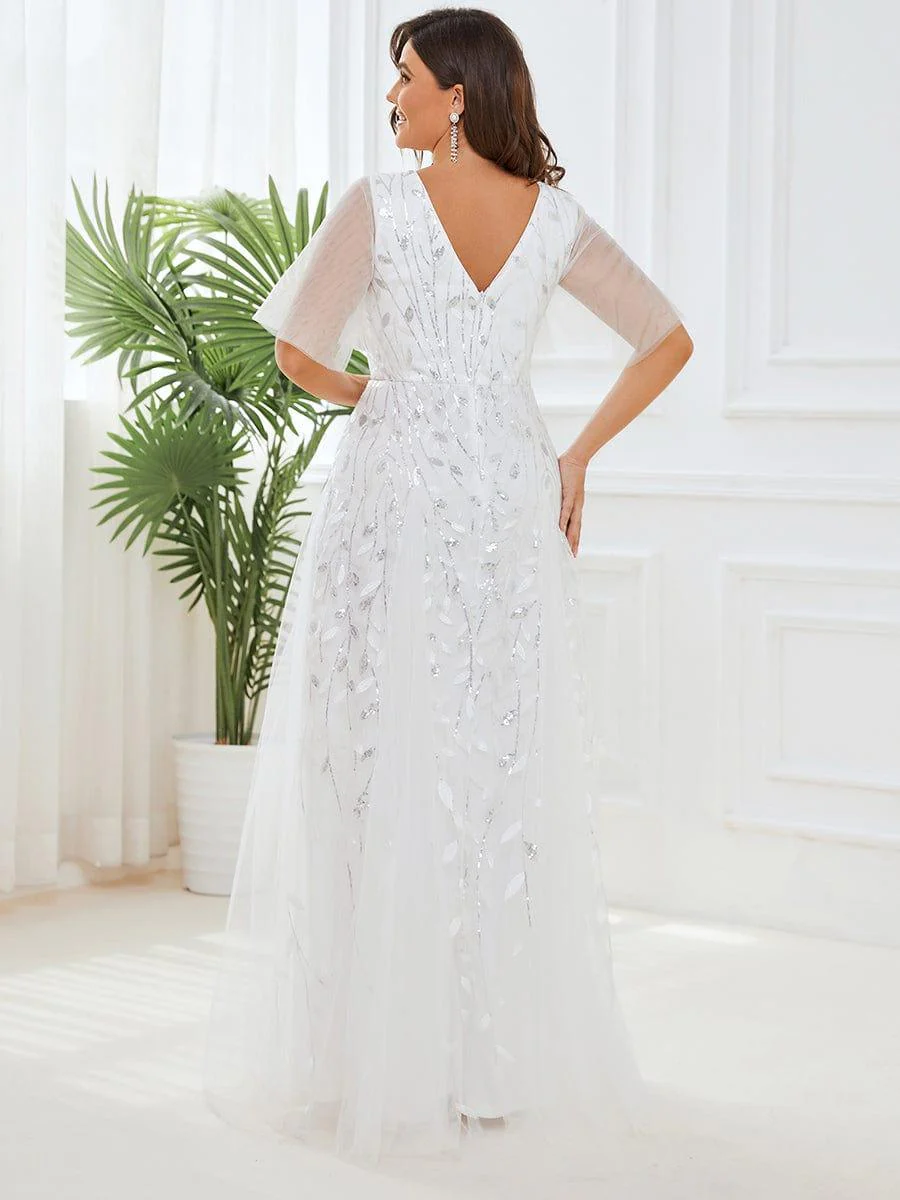 ever ASTRAL|Stunning V Neck Long Wedding Guest Dress with Ruffle Sleeves - Image 18