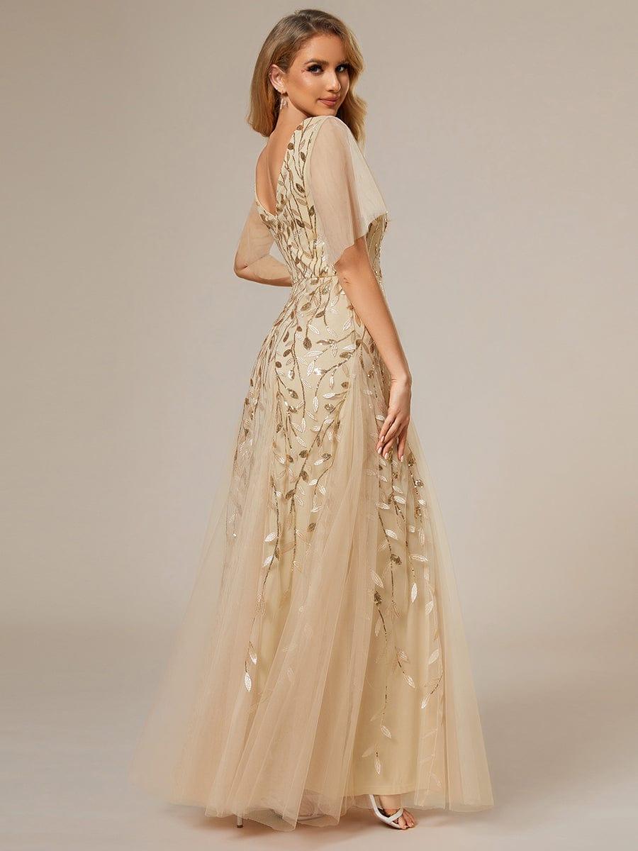 ever ASTRAL|Stunning V Neck Long Wedding Guest Dress with Ruffle Sleeves - Image 22