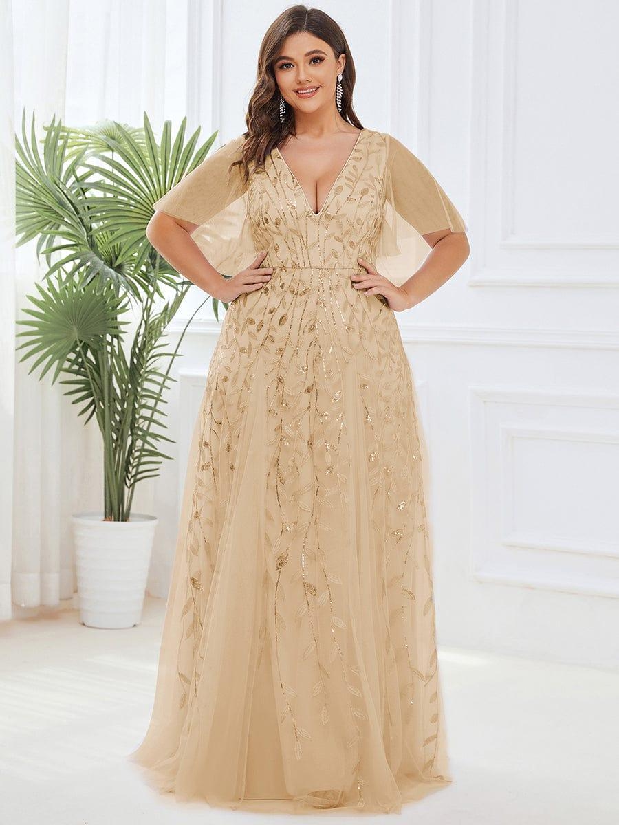 ever ASTRAL|Stunning V Neck Long Wedding Guest Dress with Ruffle Sleeves - Image 26