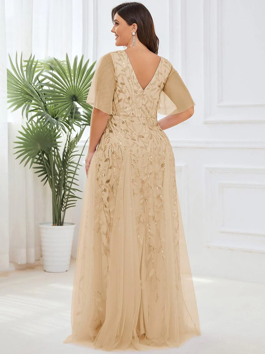 ever ASTRAL|Stunning V Neck Long Wedding Guest Dress with Ruffle Sleeves - Image 27