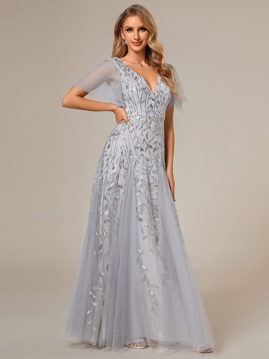 ever ASTRAL|Stunning V Neck Long Wedding Guest Dress with Ruffle Sleeves - Image 29